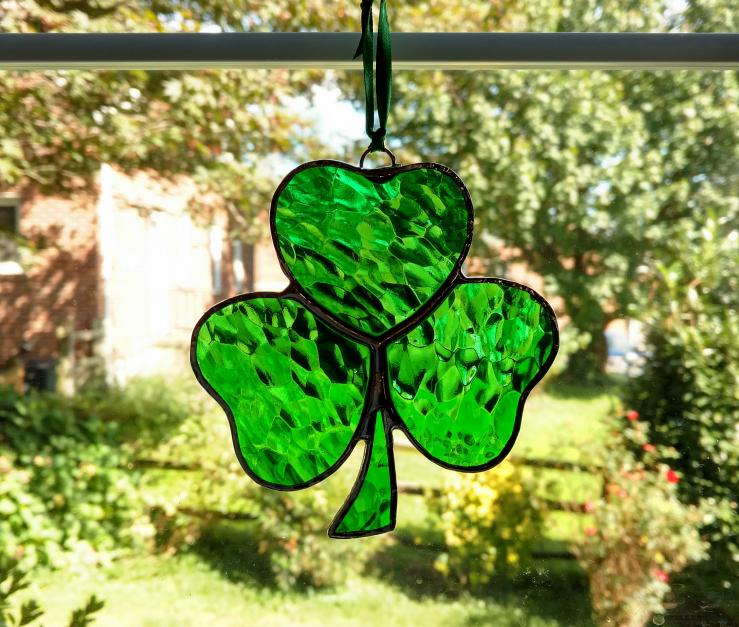 Irish Shamrock newest Chicago Flag Stained Glass Suncatcher...Unique Custom Made for You