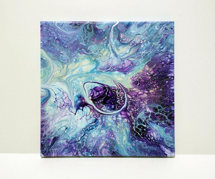 12 X 36 Abstract Handmade Fluid Acrylic Art on sale Painting - Burgandy Blast of Color