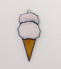 Ice Cream Cone Suncatcher, Stained Glass Ice Cream, Summer Decoration, Ice Cream Ornament, French Vanilla Icecream, Food Art, Party Favor