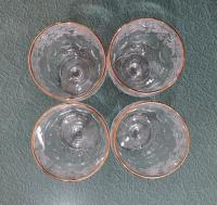 Vintage Bartlett-Collins Gold Rimmed Water Goblets Pattern 806, Thumbprint Raised Grapevine Frosted Water Glass, Set of Four