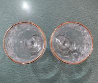 Vintage Bartlett-Collins Gold Rimmed Water Goblets Pattern 806, Thumbprint Raised Grapevine Frosted Water Glass, Set of Two