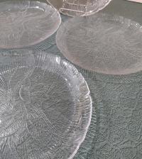 Vintage Arcoroc Canterbury Crocus 10.75 Inch Clear Glass Dinner Plates, Set of 4