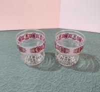 Vintage Indian Head Penny Low Ball Rocks Glasses, Set of Two, Vintage Whiskey Glasses