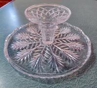 Vintage Lead Crystal Bohemian Czech 11 inch Pedestal Cake Stand, Crystal Cake Plate,  Pastry Stand, Cupcake Plate