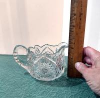 Vintage Pressed Clear Glass Creamer, EAPG Vaseline Glass Creamer