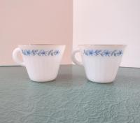 Vintage Termocrisa Blue Dot Floral Tea / Coffee Cups and Saucers