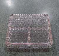 Vintage Indiana Glass 3 Part Divided Tray, Relish Dish, Diamond Pattern Depression Glass