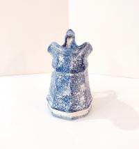 Vintage Blue Spongeware Ceramic Pitcher