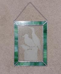 Sea Birds Etched Stained Glass Panel Suncatcher, Ocean Beach Decor