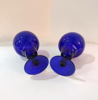 Vintage Fenton Georgian Cobalt Blue Water Wine Goblets, Set of Two