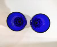 Vintage Fenton Georgian Cobalt Blue Water Wine Goblets, Set of Two