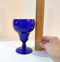 Vintage Fenton Georgian Cobalt Blue Water Wine Goblets, Set of Four