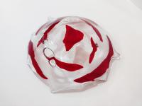 Fused Glass Fruit Bowl, Funky Red and Clear Glass Bowl