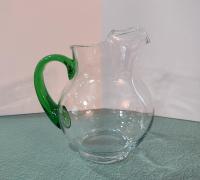 Vintage Libbey Acapulco Clear Glass Pitcher with Green Handle and Ice Guard Spout