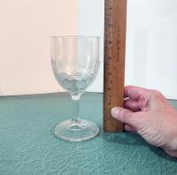 Vintage EAPG Gillinder and Sons #22 Leaves Glass Goblet, Antique Wine Glass, Vaseline Glass