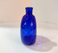 Vintage MMA Pairpoint Hand Blown Cobalt Blue Diamond Glass Flask, Cobalt Blue Glass Bud Vase