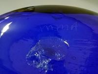 Vintage MMA Pairpoint Hand Blown Cobalt Blue Diamond Glass Flask, Cobalt Blue Glass Bud Vase