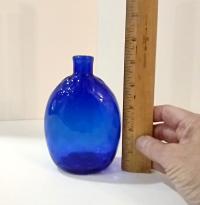 Vintage MMA Pairpoint Hand Blown Cobalt Blue Diamond Glass Flask, Cobalt Blue Glass Bud Vase