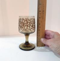 Vintage Libbey Prado Tawny Brown Scroll Wine Glasses, Set of Four