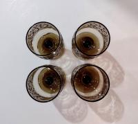 Vintage Libbey Prado Tawny Brown Scroll Wine Glasses, Set of Four