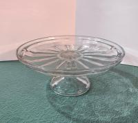 Vintage Pressed Glass 11 Inch Pedestal Cake Stand, Pastry Stand, Cupcake Plate