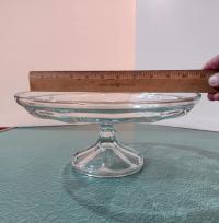 Vintage Pressed Glass 11 Inch Pedestal Cake Stand, Pastry Stand, Cupcake Plate