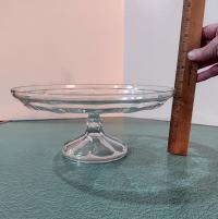 Vintage Pressed Glass 11 Inch Pedestal Cake Stand, Pastry Stand, Cupcake Plate