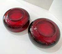 Vintage Luminarc Simplicity Ruby Red Glass 6 Inch Bowls, Set of Two