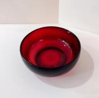 Vintage Luminarc Simplicity Ruby Red Glass 6 Inch Bowls, Set of Two