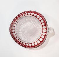 Vintage Westmoreland Waterford Ruby Red Flash Glass Thumbprint Candy Nut Serving Dish with Handle