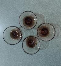 Vintage Libbey Tawny Accent Low Champagne Glasses, Dessert Coupes, Set of Four