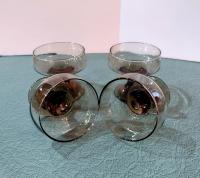 Vintage Libbey Tawny Accent Low Champagne Glasses, Dessert Coupes, Set of Four