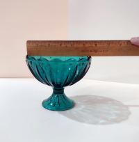 Vintage Teal Blue Pressed Glass Compote