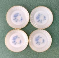 Vintage Termocrisa Blue Dot Floral 7 Inch Salad / Dessert / Bread Plates, Set of 4