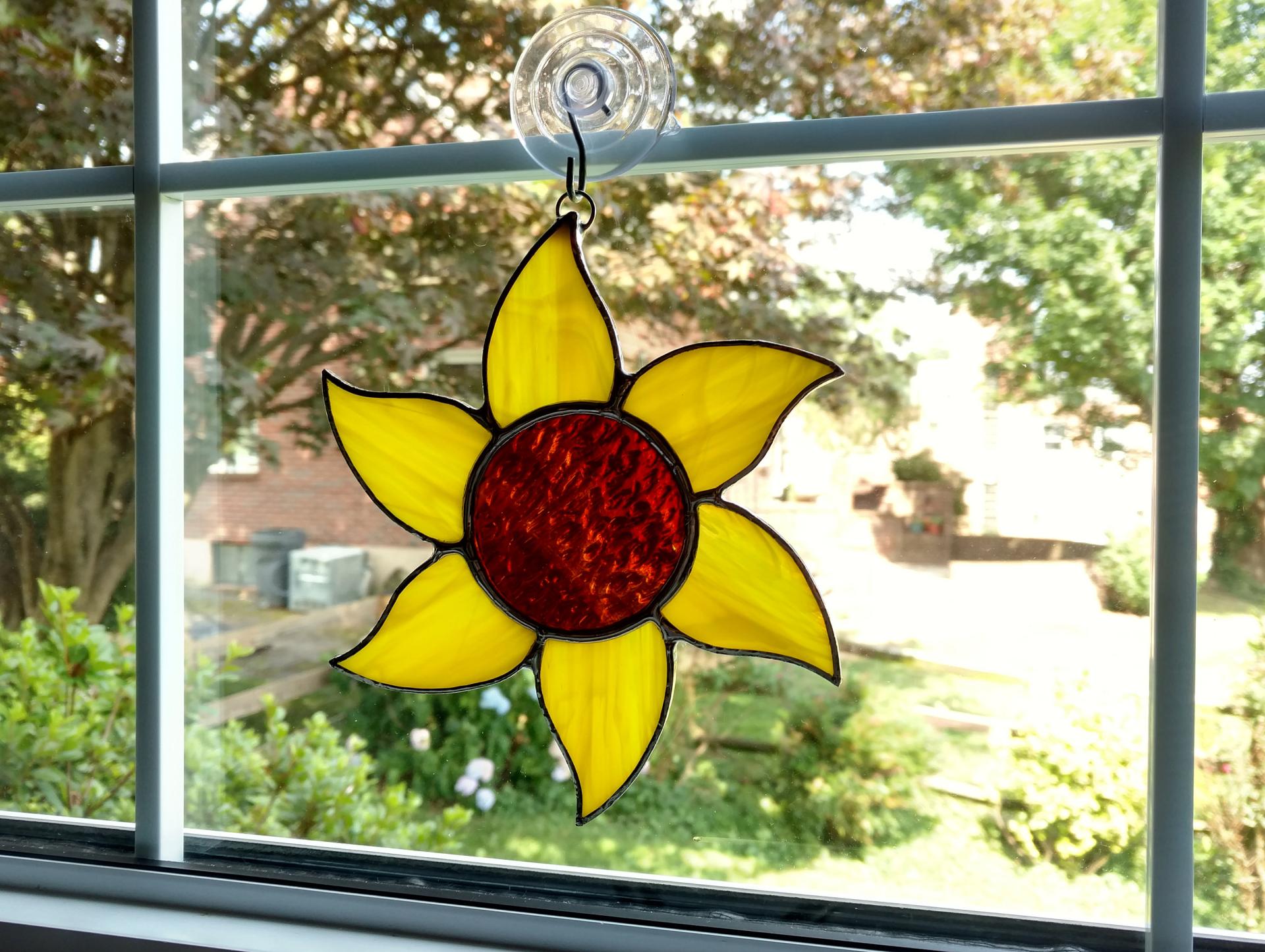 Stained Glass Flower store Suncatcher Yellow and White