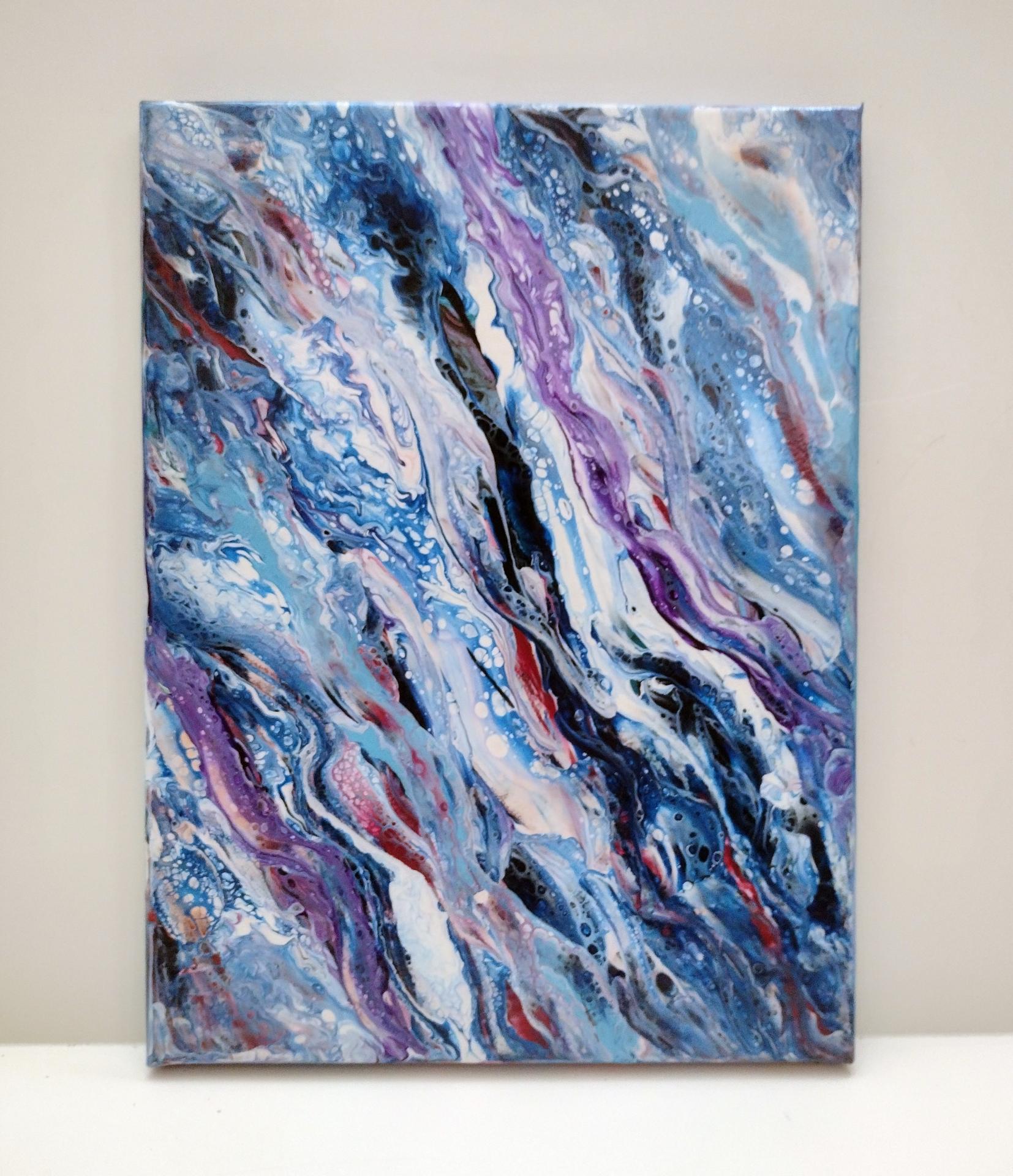Abstract original acrylic painting in blues and purples – Dee's