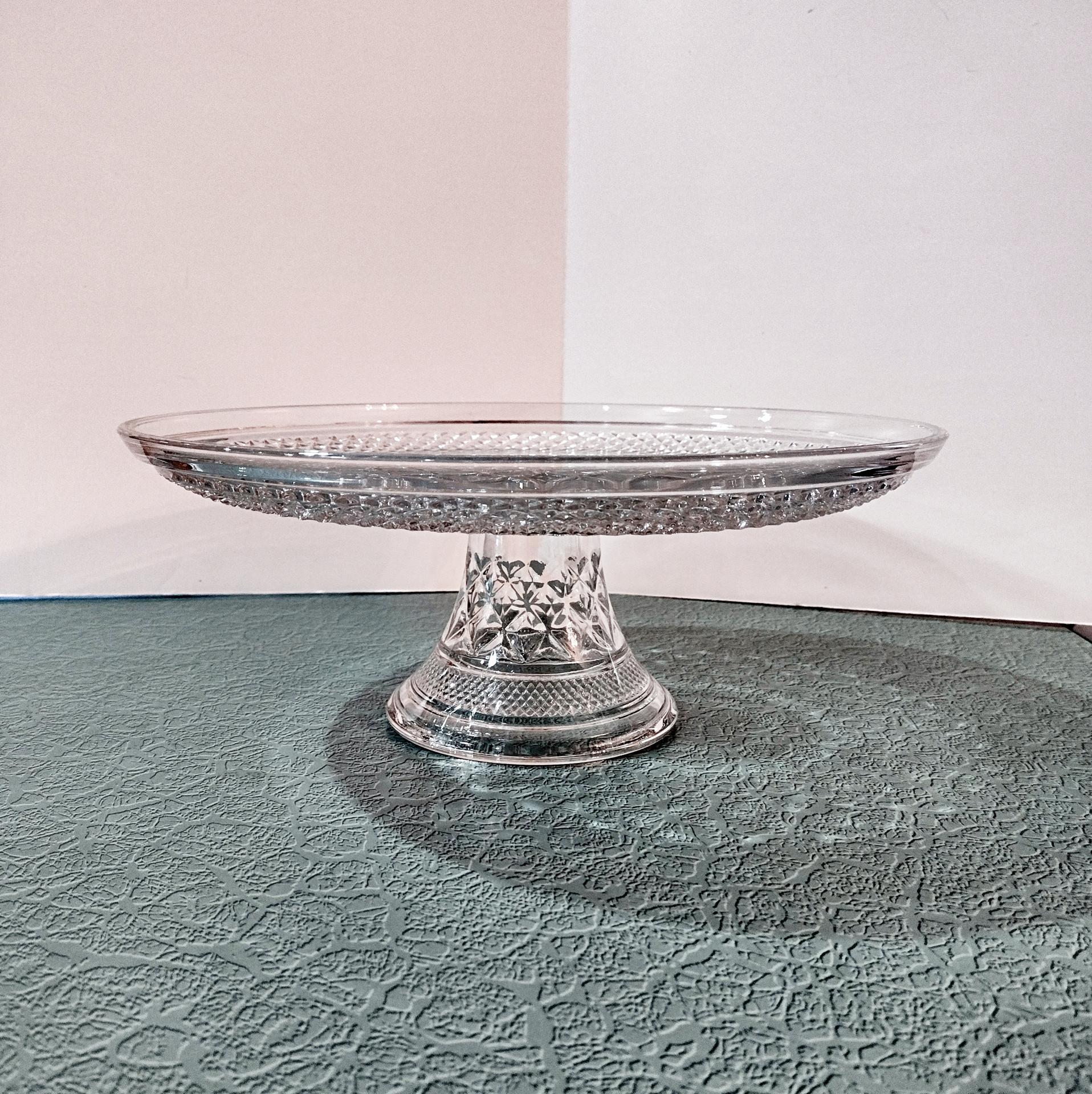 Vintage 12 Inch Anchor Hocking Wexford Pedestal Cake Stand with Lip, Pastry Dessert Display Plate