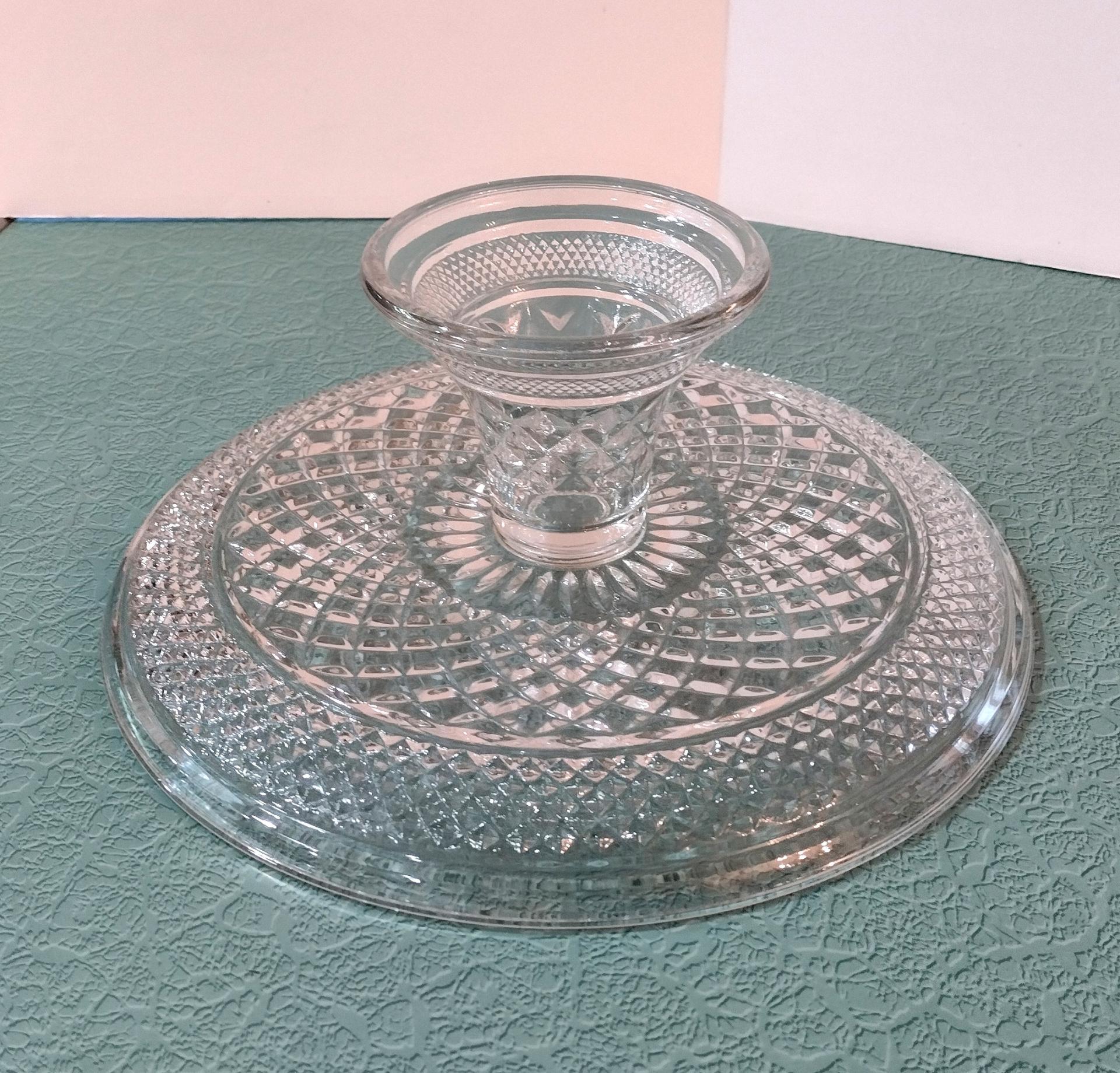 Vintage 12 Inch Anchor Hocking Wexford Pedestal Cake Stand with Lip, Pastry Dessert Display Plate