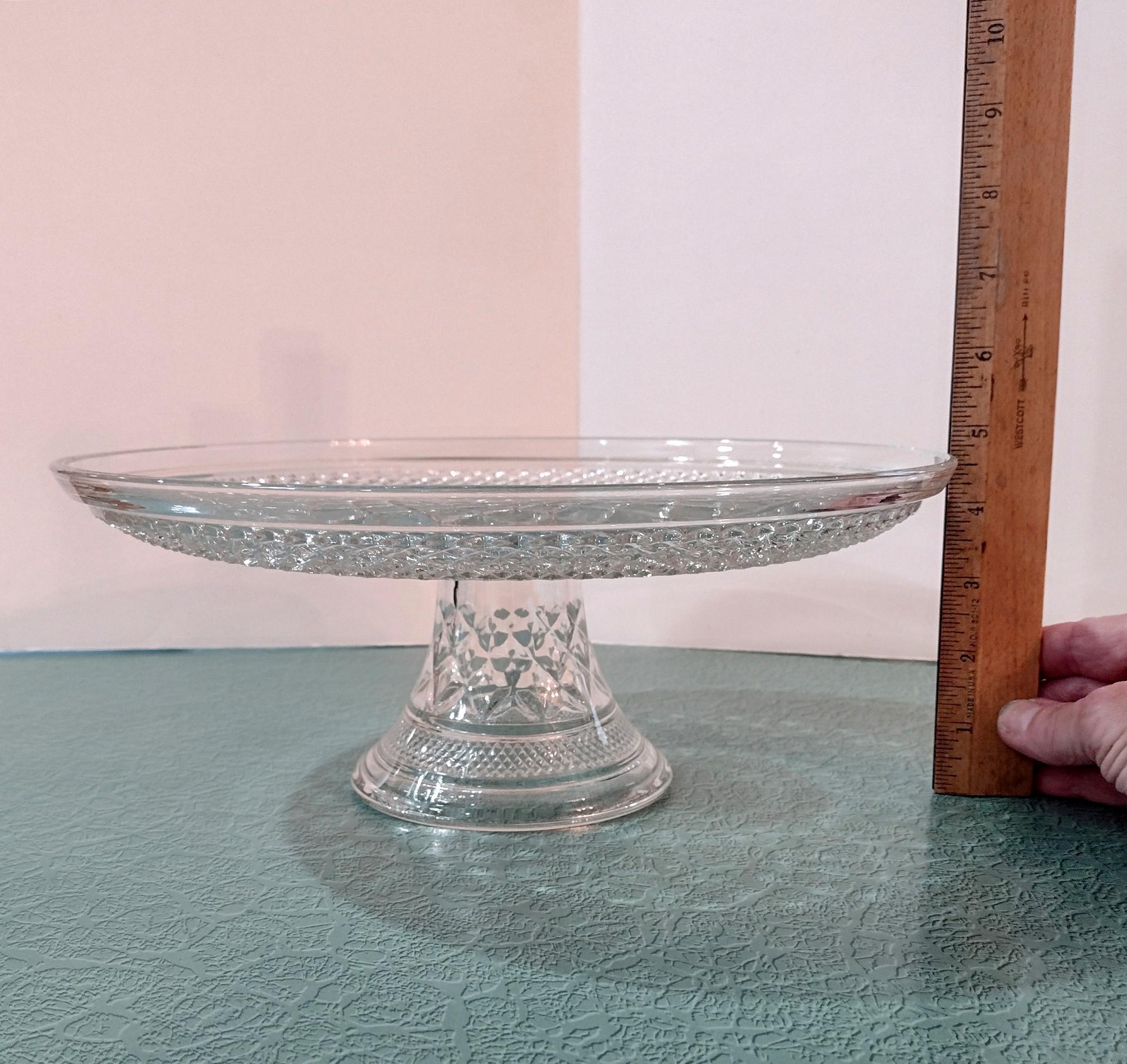 Vintage 12 Inch Anchor Hocking Wexford Pedestal Cake Stand with Lip, Pastry Dessert Display Plate