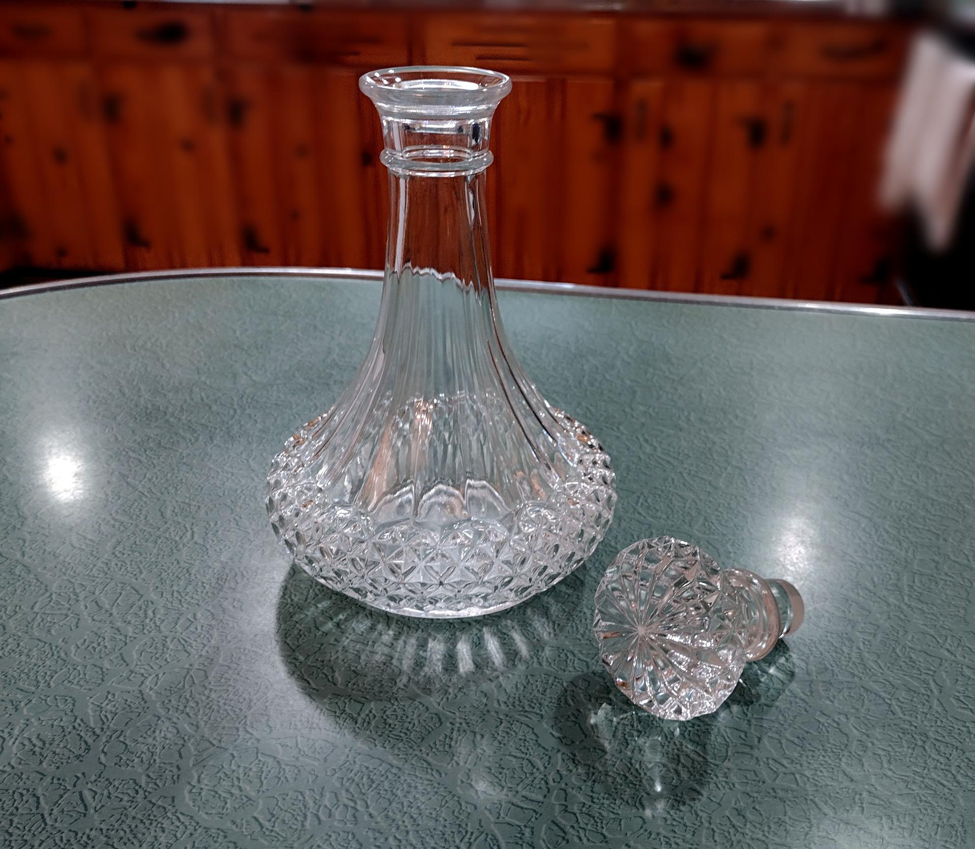 Vintage Cristal D'Arques Durand Longchamp Clear Decanter with Stopper, Wine Decanter, Whiskey Decanter