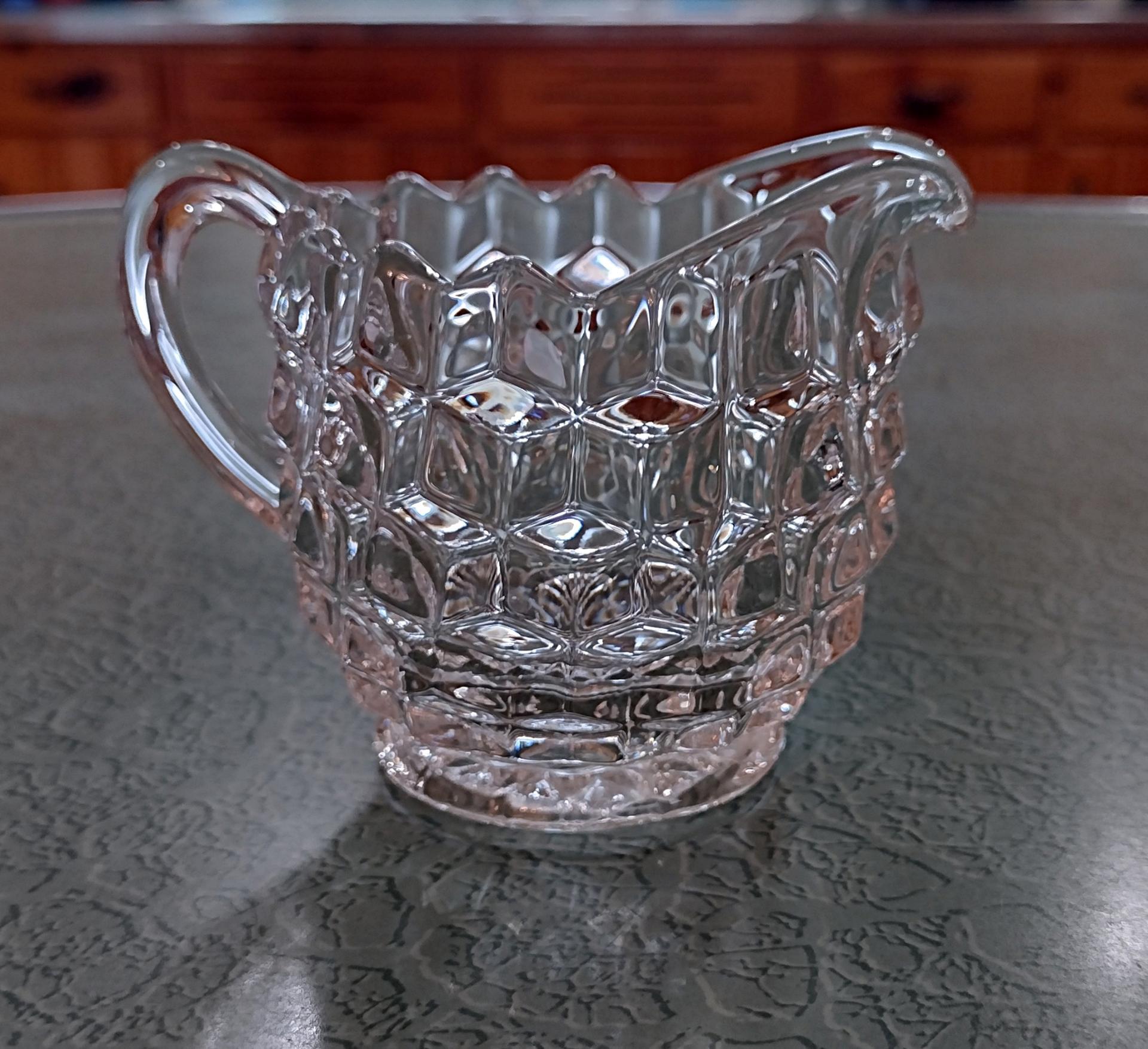 Vintage Fostoria American Clear Glass Creamer, Vaseline UV Reactive EAPG Glass