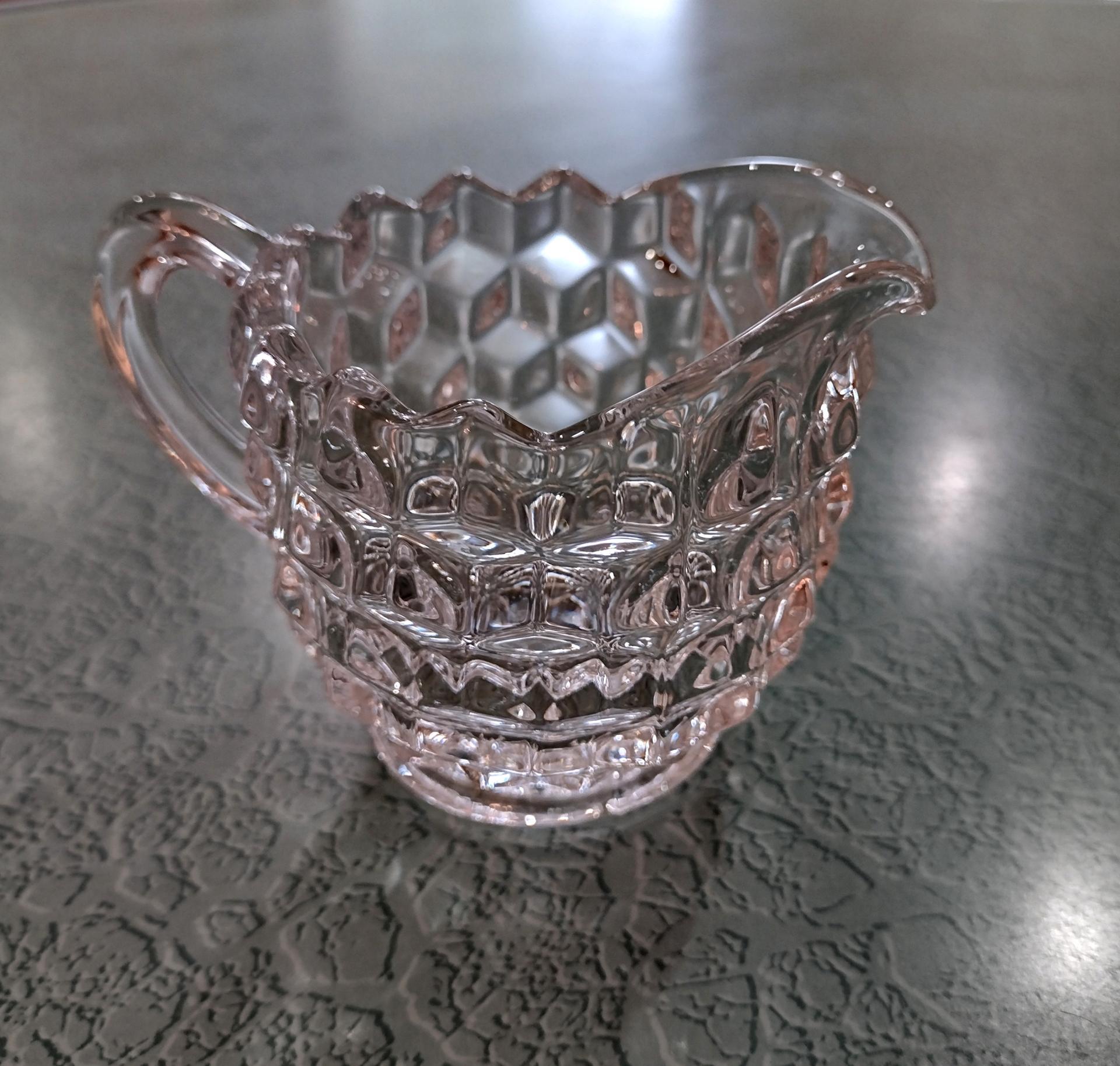 Vintage Fostoria American Clear Glass Creamer, Vaseline UV Reactive EAPG Glass