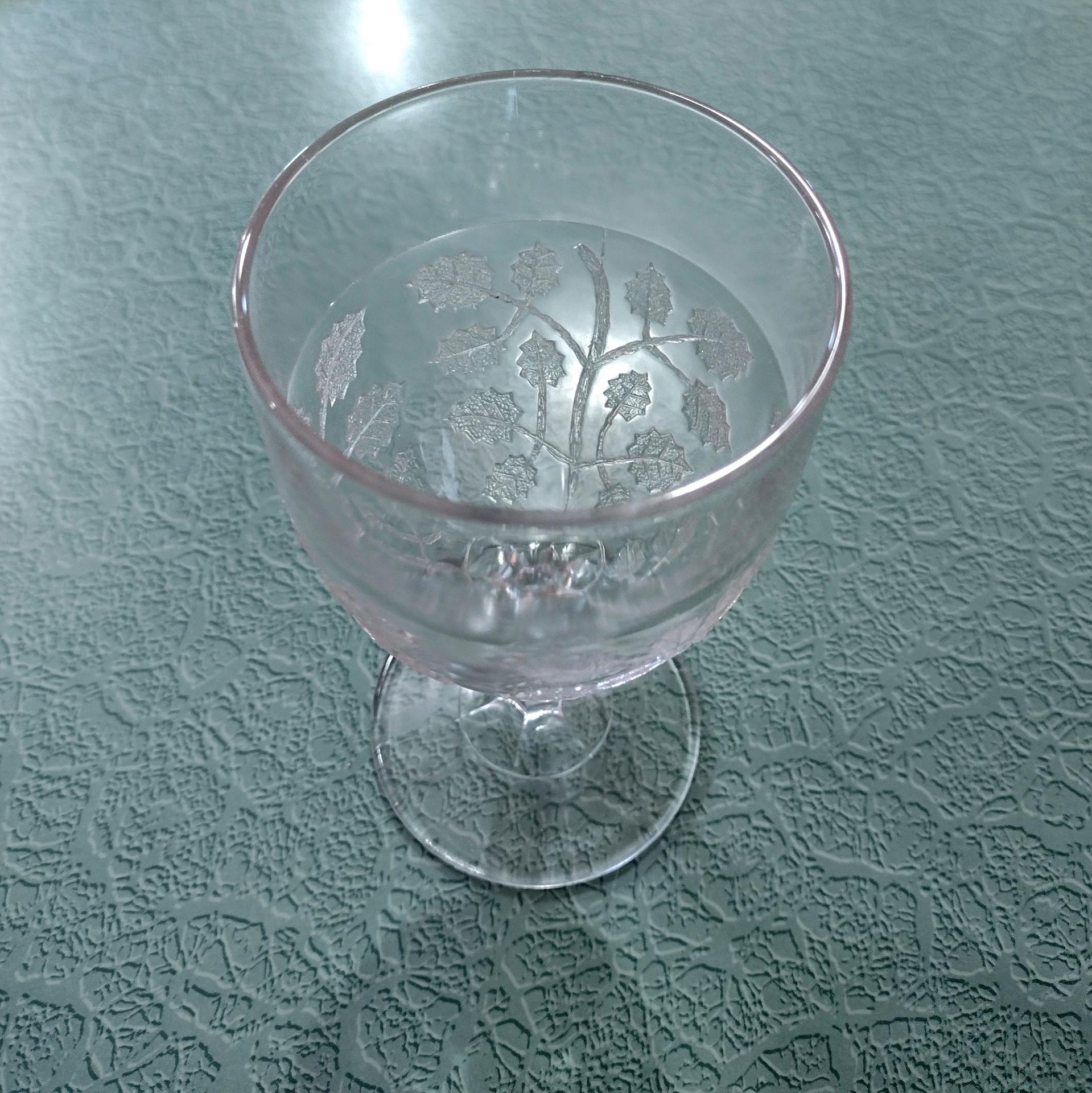 Vintage EAPG Gillinder and Sons #22 Leaves Glass Goblet, Antique Wine Glass, Vaseline Glass