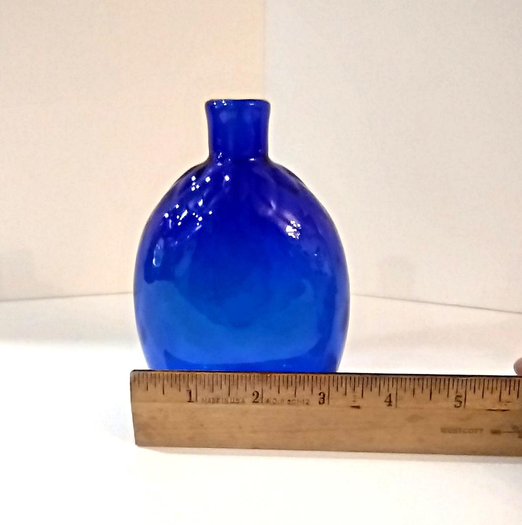 Vintage MMA Pairpoint Hand Blown Cobalt Blue Diamond Glass Flask, Cobalt Blue Glass Bud Vase