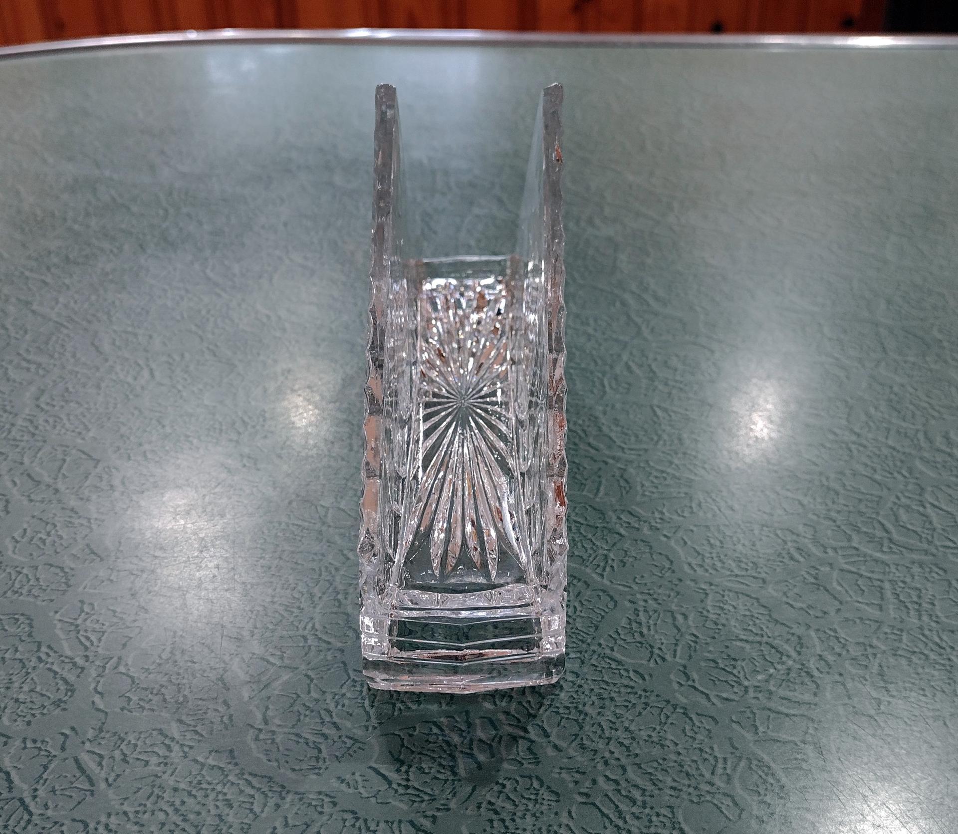 Vintage Crystal Glass Napkin Holder with Rose Design, Clear Glass Mail / Desk Organizer