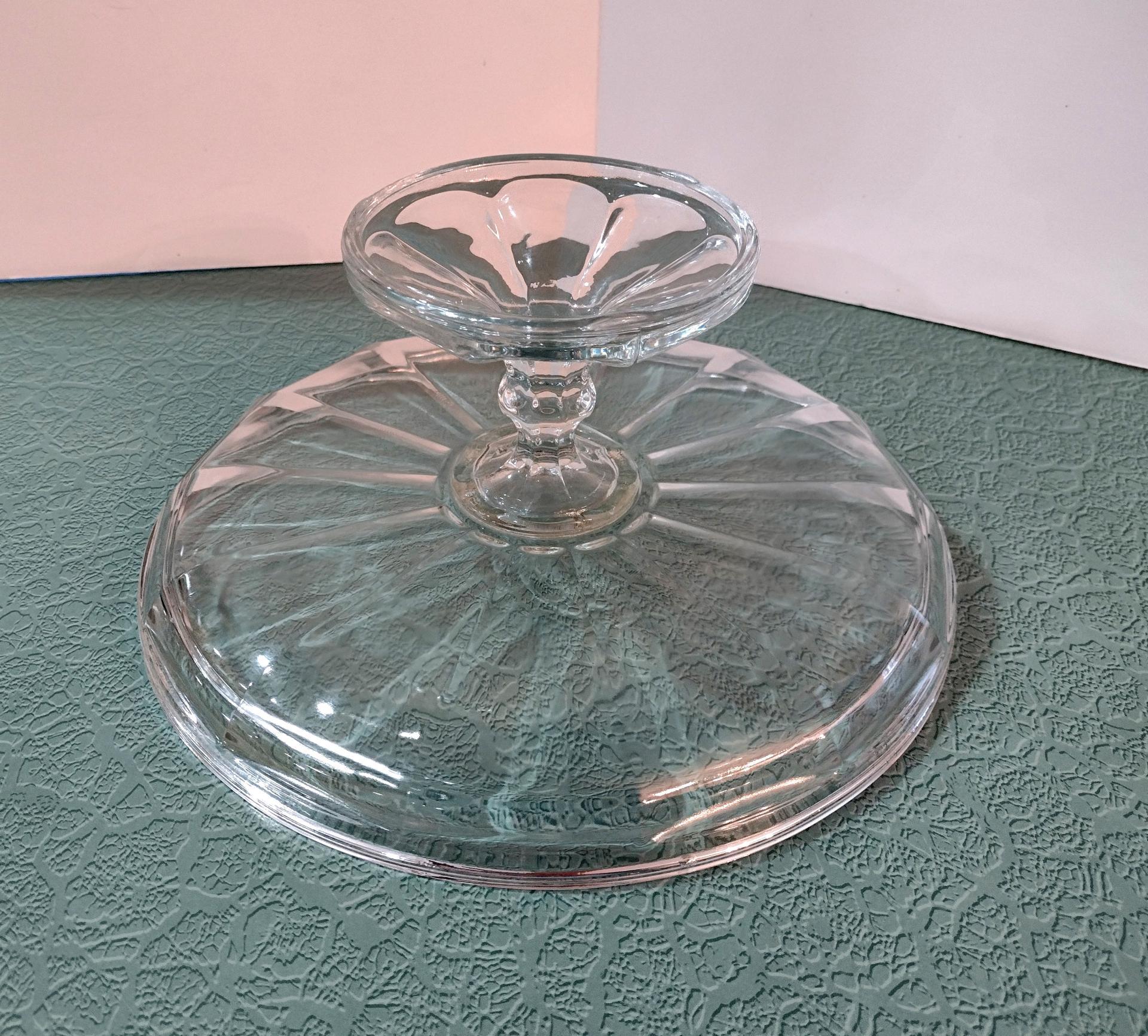 Vintage Pressed Glass 11 Inch Pedestal Cake Stand, Pastry Stand, Cupcake Plate