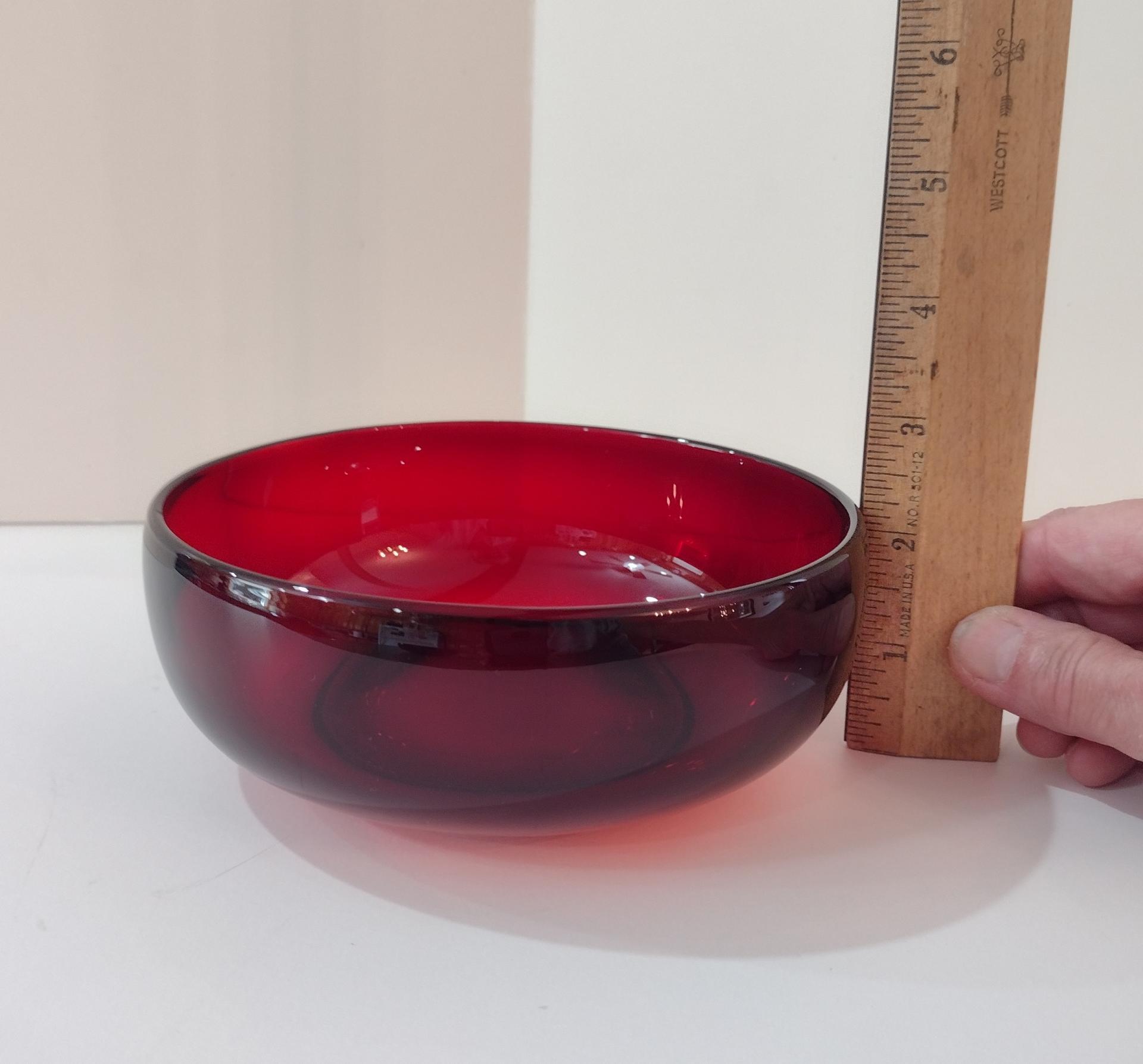 Vintage Luminarc Simplicity Ruby Red Glass 6 Inch Bowls, Set of Two