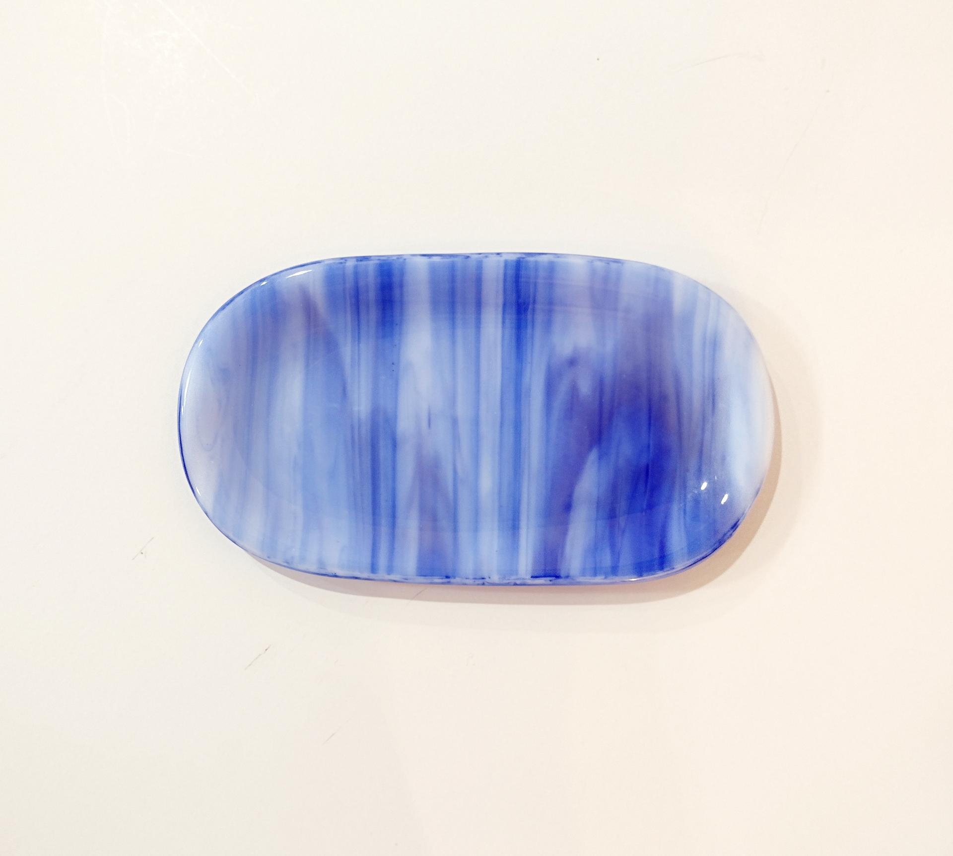 Blue Fused Glass Dish, Soap Dish, Sponge Holder, Trinket Dish