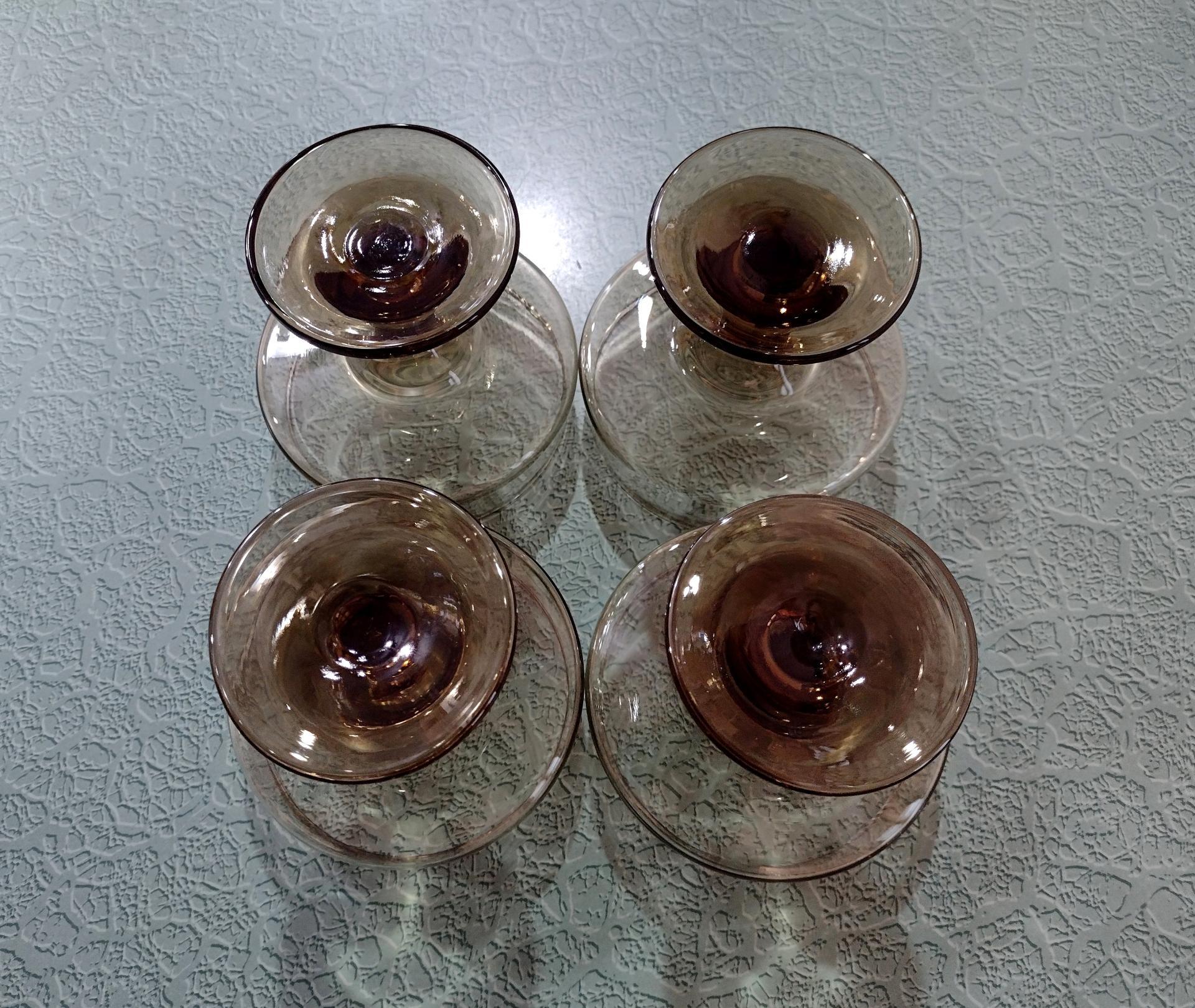 Vintage Libbey Tawny Accent Low Champagne Glasses, Dessert Coupes, Set of Four