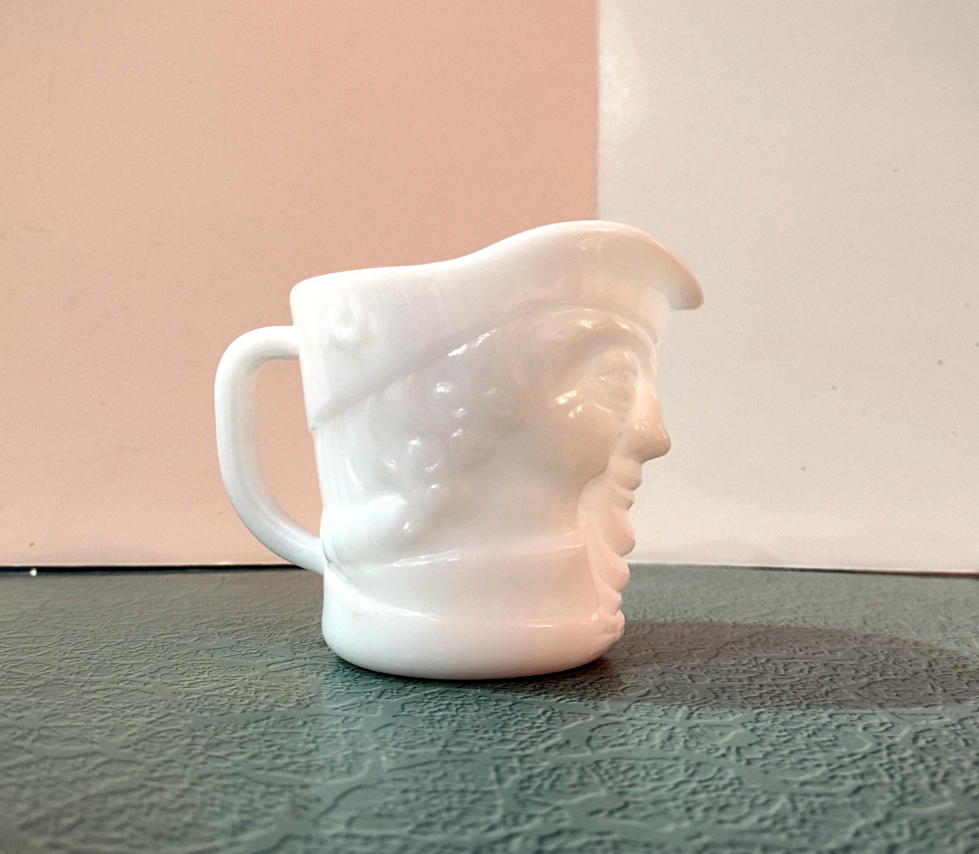 Vintage Federal Glass Toby Face Pitcher Creamer, Succulent Figurative Planter